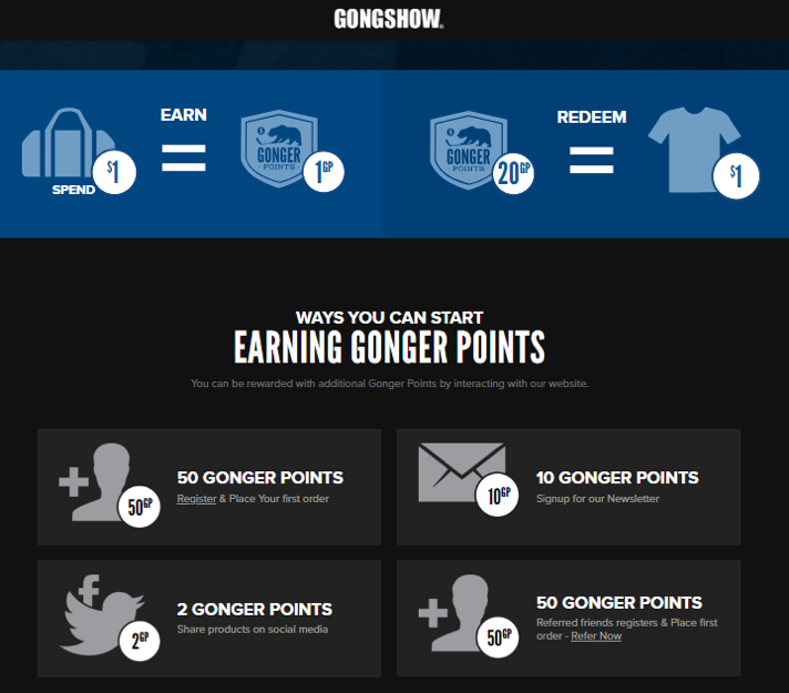 Despite its name, Gongshow has a very easy to understand loyalty concept