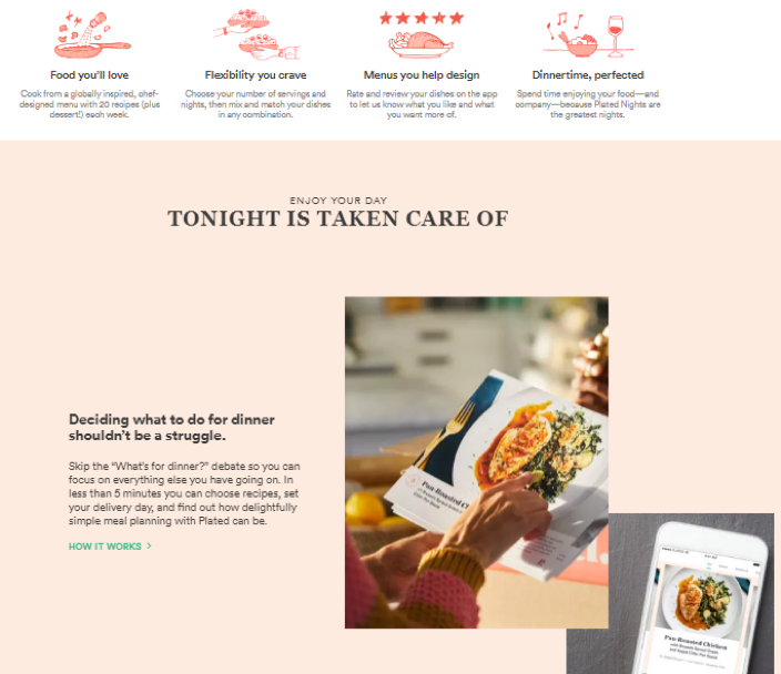 Recipe ingredient delivery service Plated offers an excellent example of this balance