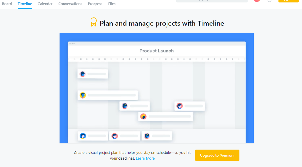 Asana Timeline for free users into premium users