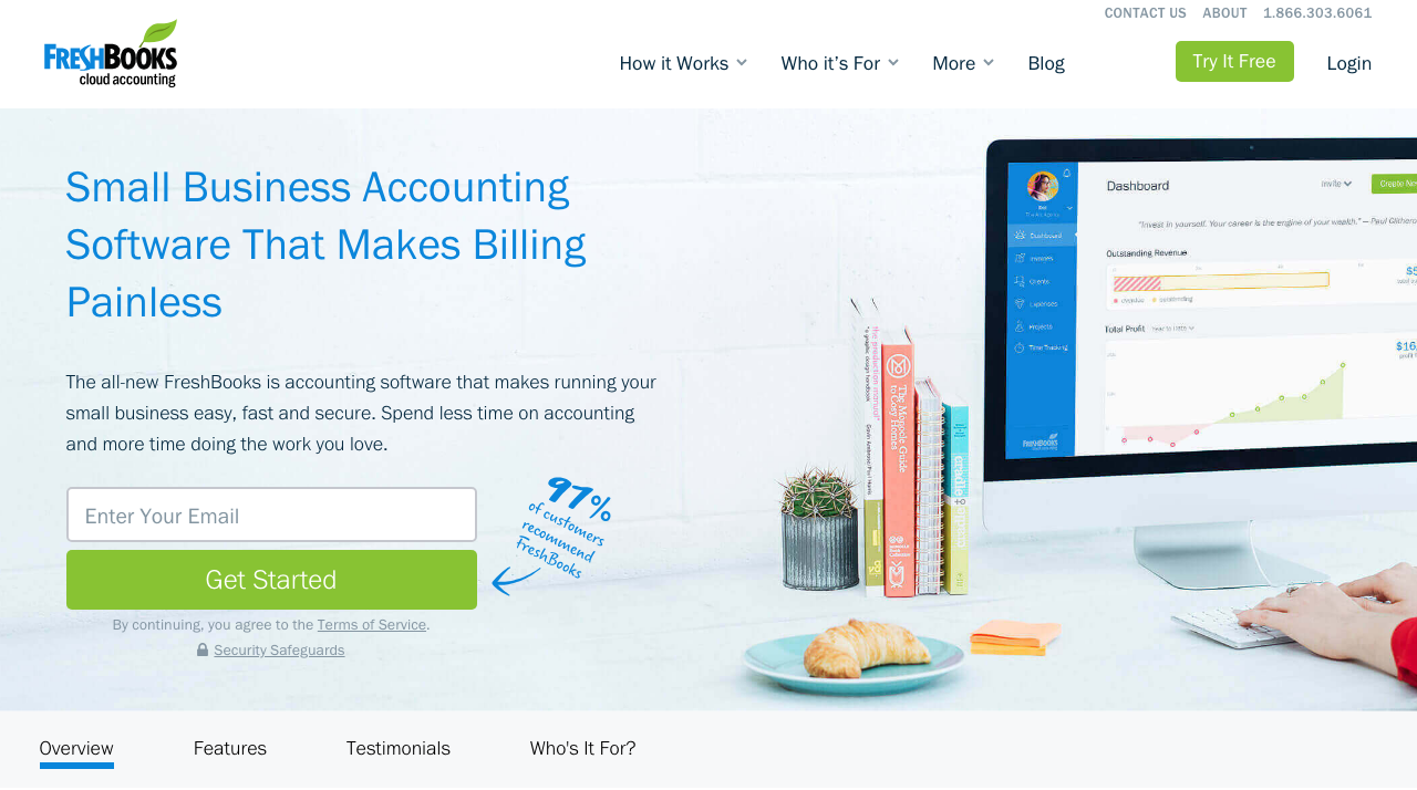 Freshbooks homepage 