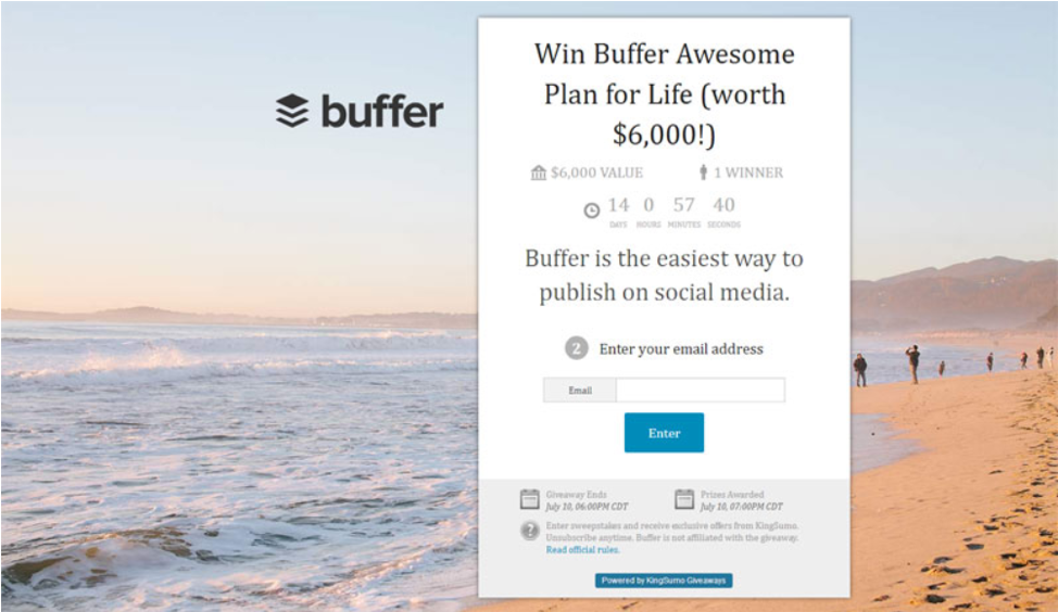 Buffer giveaway management software